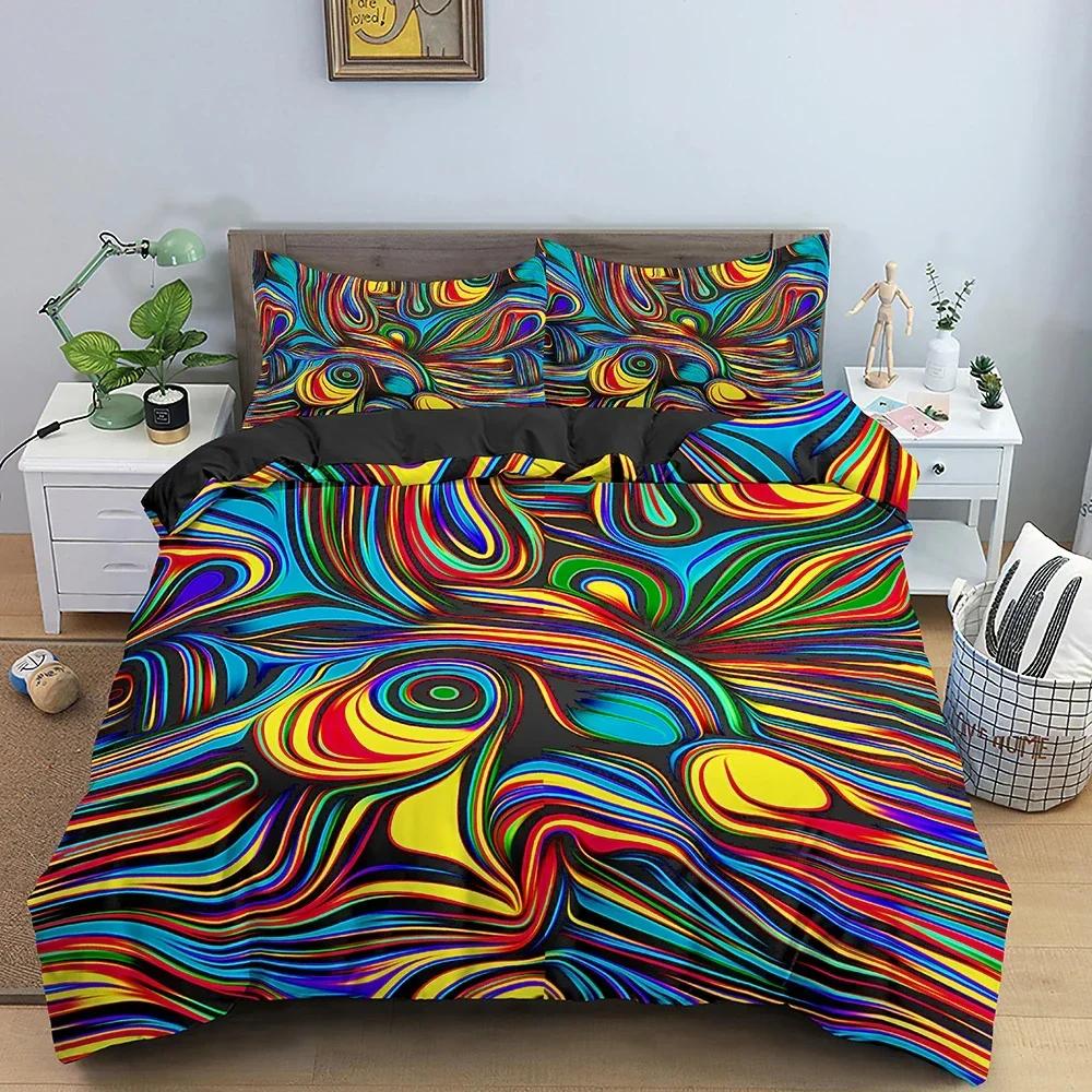 Abstract Duvet Cover 3D Pattern Bedding Set Single Twin Double Queen King Cal King Size Bed Linen Set