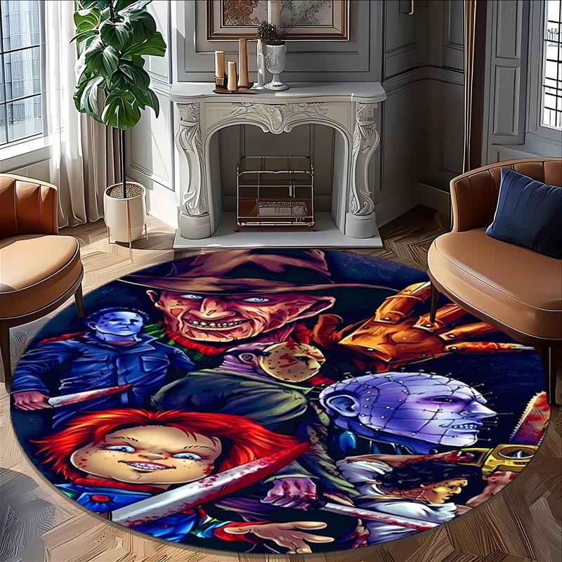 1pc Chucky1 Design Printed Area Round Carpet for Bedroom Living Room Home Decor Rugs Mat Non Slip Mat Rug for Bedside