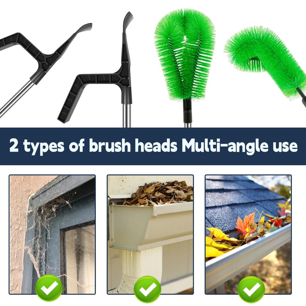 2 In 1 Gutter Cleaning Tools 2.8M Telescopic Gutter Cleaner With 7 Section Pole Reliable Gutter Cleaner Tool For Cleaning Leaves