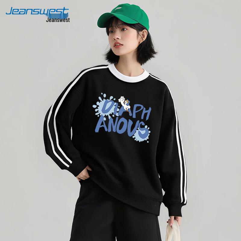 JEANSWEST Women s 2025 Casual Round Neck Impact Duck Graphic Sweatshirt XL