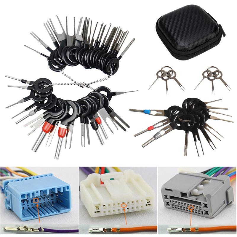 

26Pcs Car Terminal Removal Repair Tools Electrical Wiring Crimp Connector Pin Extractor Kit Keys Automotive Plug Pullers 26Pcs with box