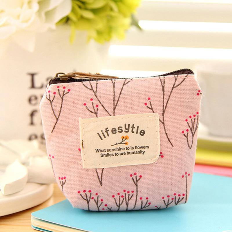 

Fashion Flower Pattern Coin Purses Small Fresh Canvas Coin Wallet Lady Girls Earphone Coin Key Money Storage Bag Zipper Pouch B
