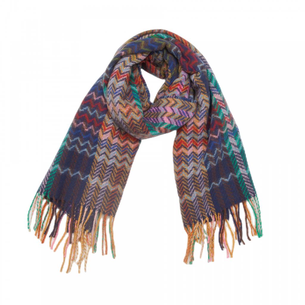 Herbst Winter Dicke Welle Gestreiften Schal Weibliche Warme Quaste Schal