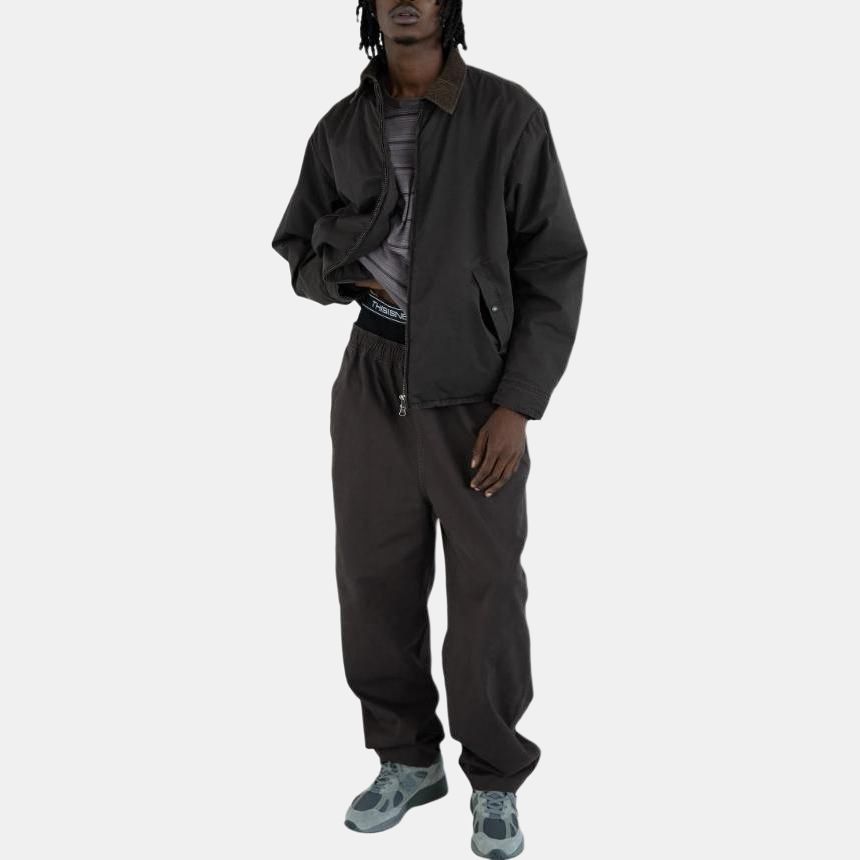 Thisisneverthat Solid Color Drawstring Mid Waist Casual Pants Unisex bottoms TN253WPACP01BRN