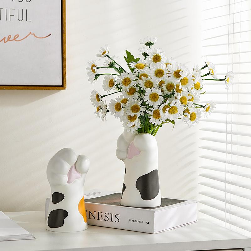 Kreative Vase Katzenpfoten-Figur Niedliche Tischdekoration für Wohnzimmer, Zuhause, Eingangsbereich, Fernsehzimmer, Büro, Blumenarrangement-Dekoration