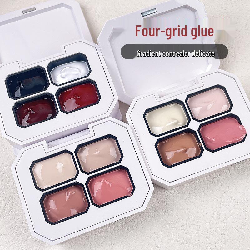 2025 Gel Nail Art: 4 Colors - Gradient Blush, Black, White, Red with Fine Glitter & Iridescent Platinum. High Saturation Painting Gel.