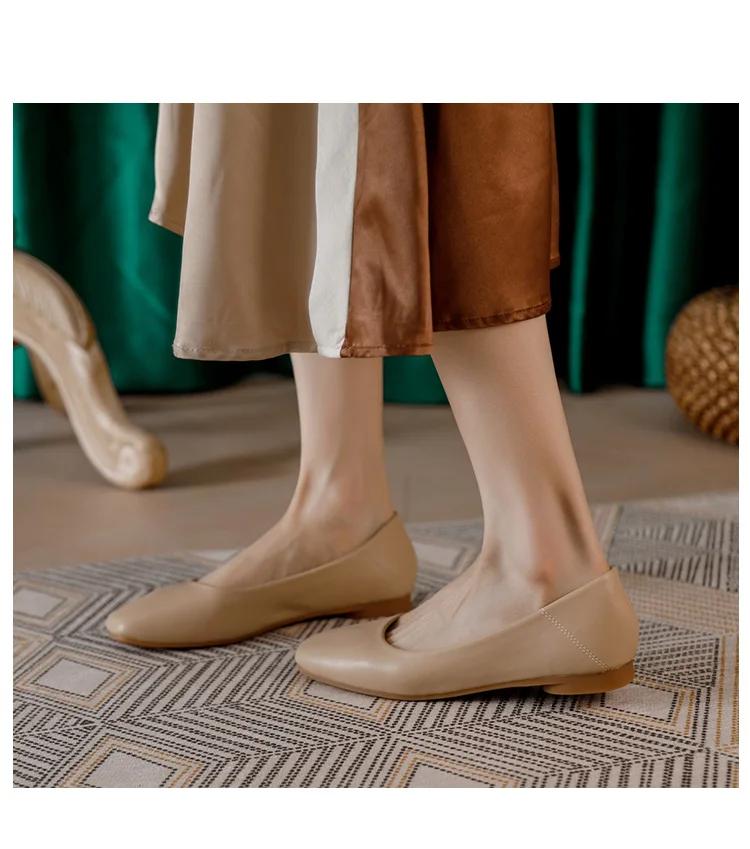 Nové jarní podzimní ploché boty Dámské ploché podpatky Baleríny Čtvercová špička Mělké Nazouvací Lodičkydámské boty