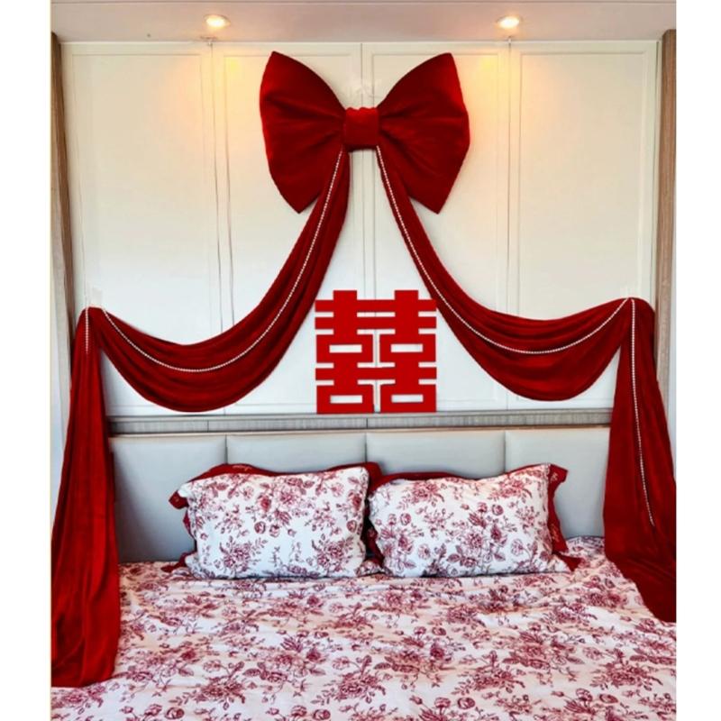 Large Red/Pink Plushie Bows Wedding Decoration Wall Decorating Ormanent For Event Planners Anniversary Celebration