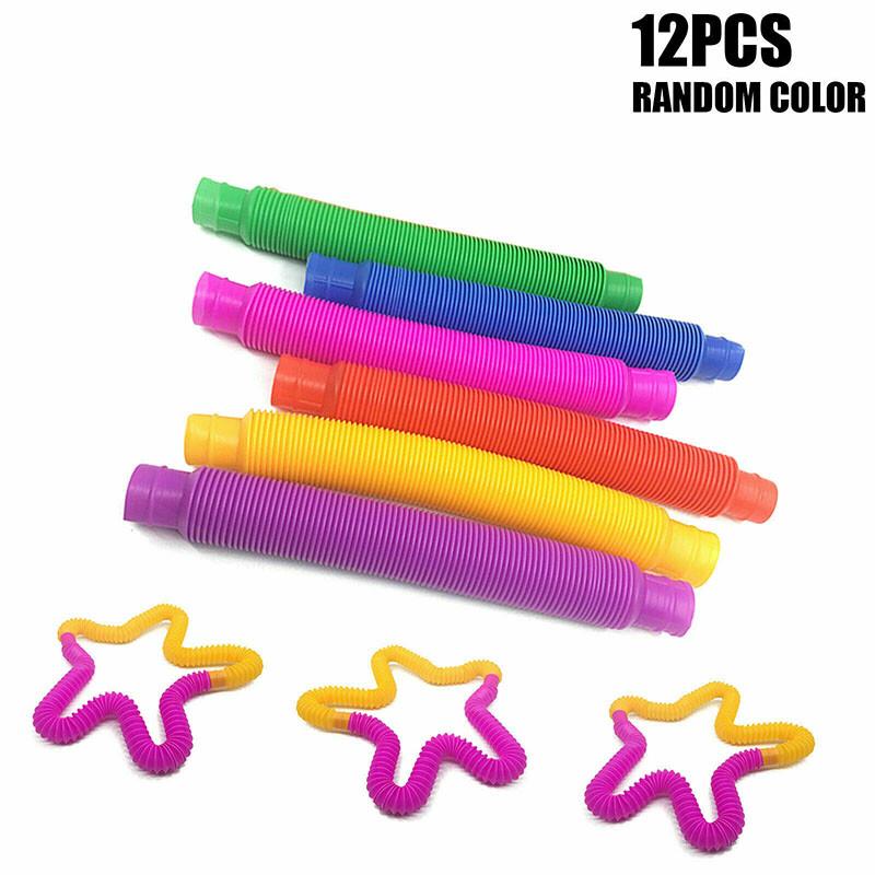 6/12 bucăți Fidget Pop Tube Jucării Senzorial Stretch Pipe Decompresie Reducerea stresului Copii Adulti Instrument senzorial de sunet