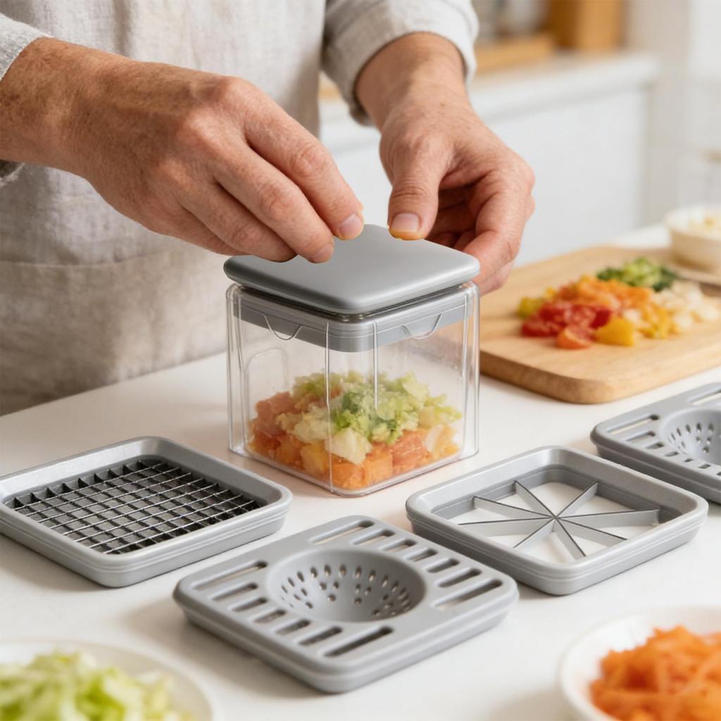 Vegetable Chopper 4-in-1 Manual Multifunctional Cutter with Container Chopper Vegetable Cutter for Ginger Onion Carrot Tomato