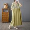 Kurzarm Plus Size Baumwolle Vintage Blumenmuster Neu in Kleidern für Damen lässig locker langes Sommerkleid