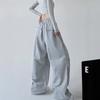 Pantaloni della tuta a gamba larga Harajuku da donna Streetwear Larghi Oversize Grigio Pantaloni sportivi Vita alta Coulisse Casual Jogger Pantaloni