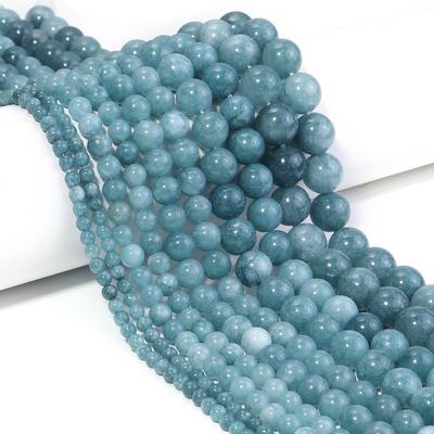 4 6 8 10 12mm Natural Aquamarine Stone Beads Dark Blue Round Gemstone Loose Spacer Bead For DIY Jewelry Making Bracelet Necklace