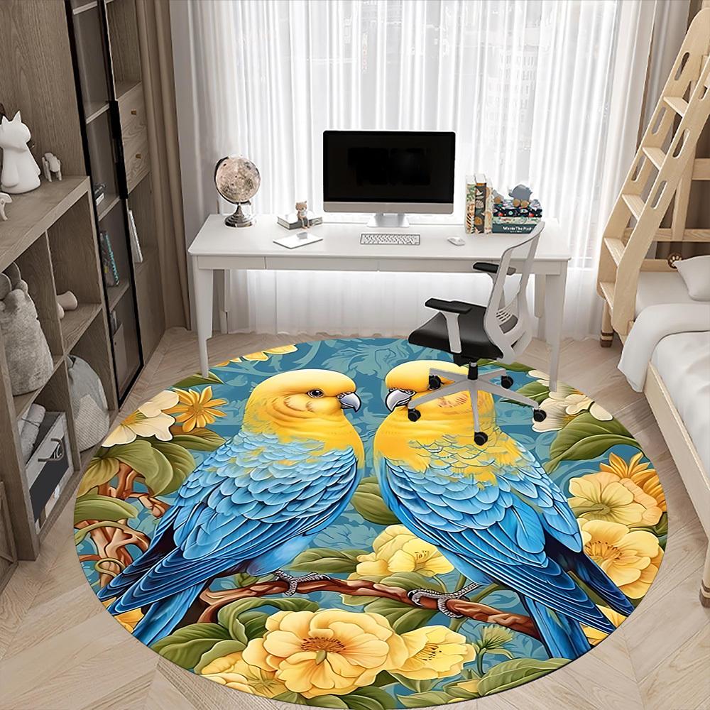 1PC Parrot Floral Office Round Area Rug, Indoor Mat Suitable For Office, Under Office Chairs Bedroom Living Room Home Decor, Room DecoT1223063