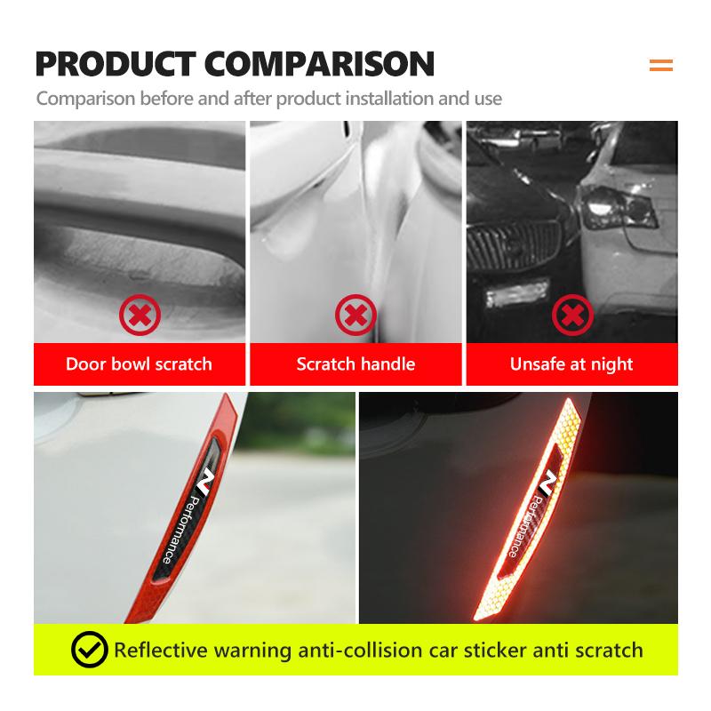 Reflective Stickers Car Door Handle Bowl Anti-Scratch Protector For Hyundai N Line Sonata Azera Coupe SantaFe Genesis Accent fgu8