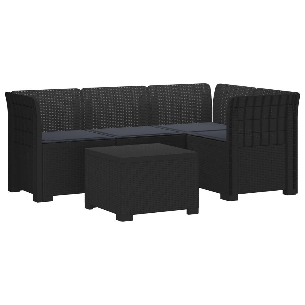 4 Seater Garden Sofa with Cushions Rattan Look PP Anthracite