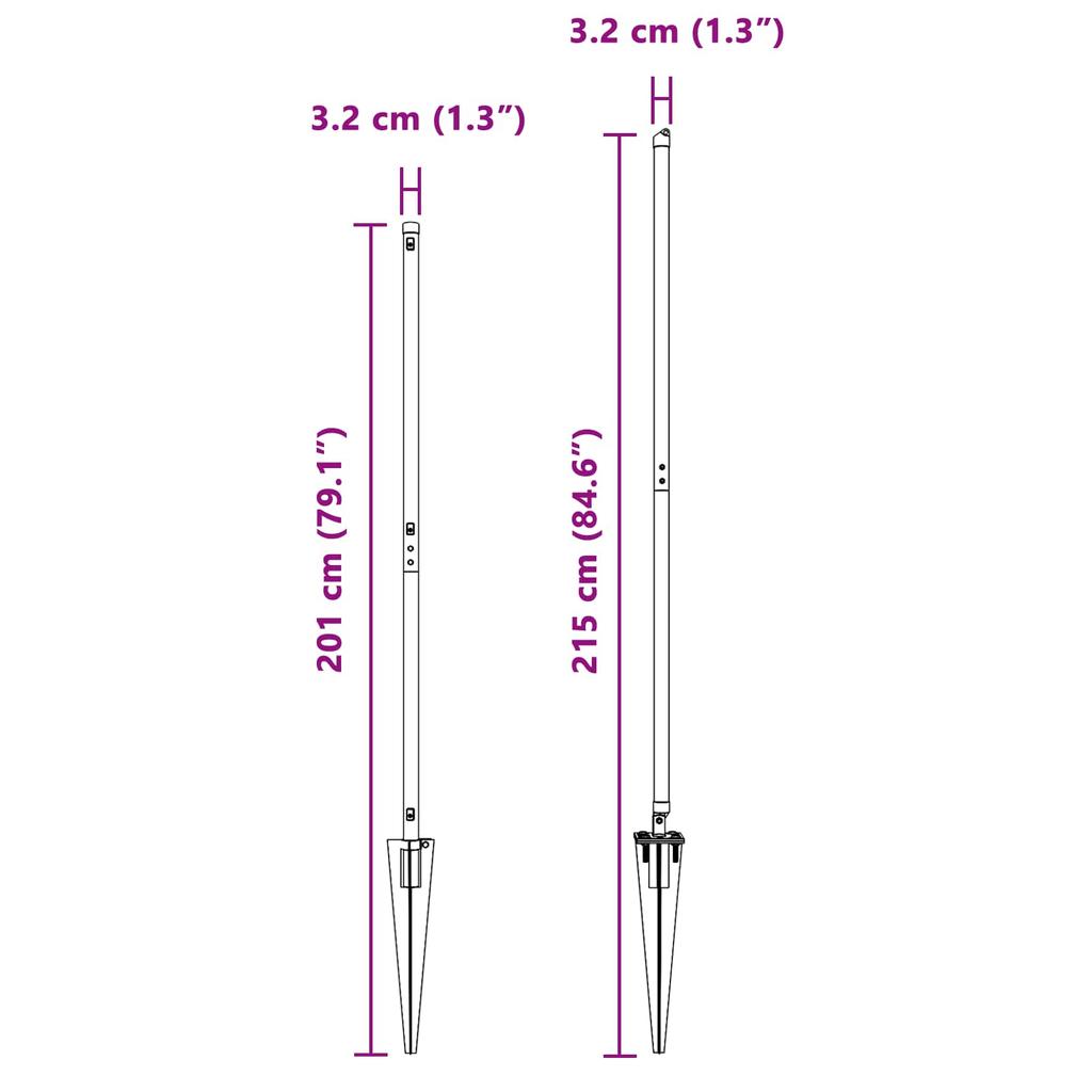 Fence Posts with Drive In Sleeve 26 Pcs Silver