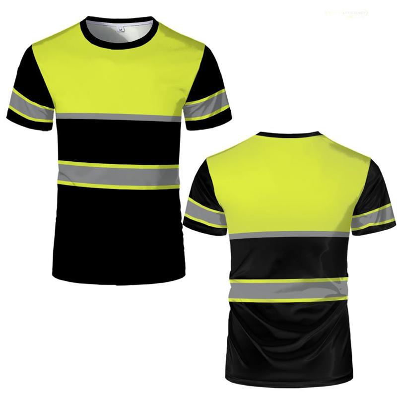 Simple Striped 3D Printed Men's Casual Round Neck Short Sleeved T-shirt
