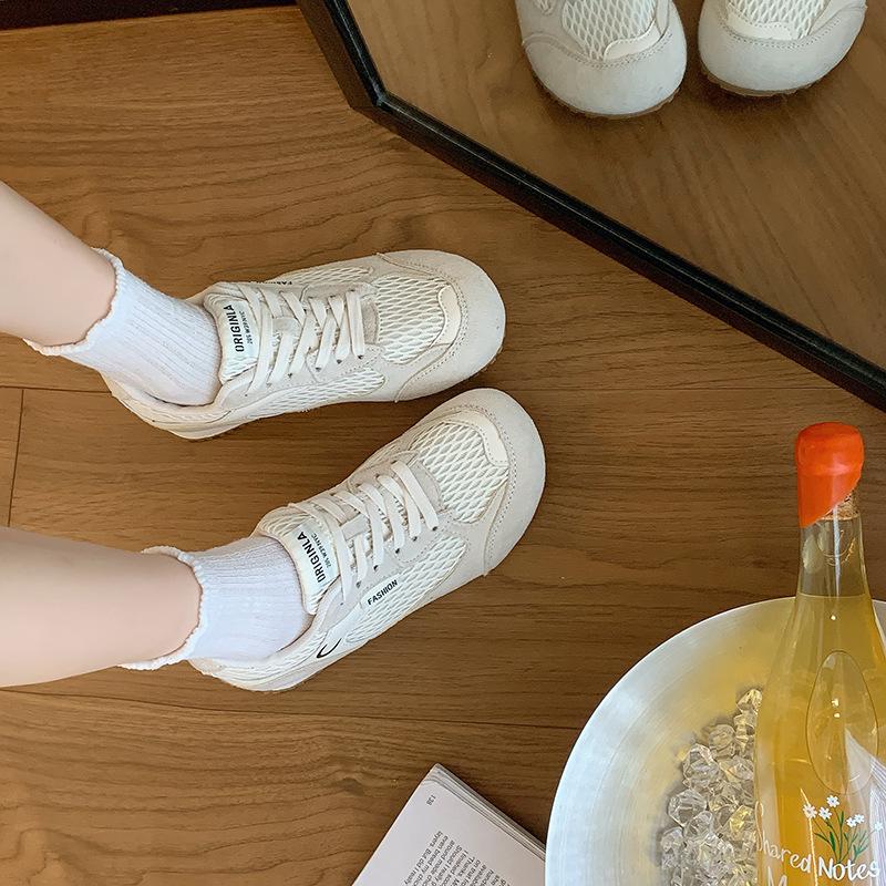 Retro Soft Sole Lace-up Women's Summer and Autumn New Color Matching Sports and Leisure Shoes Flat Bottom