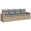 Vidaxl 4-Cz. Garden Furniture Set With Cushions, Beige, Poly Rattan