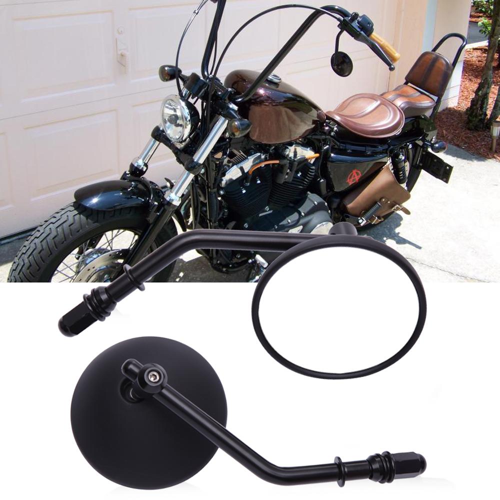 Black Chrome 8MM 10MM Rearview Side Mirrors Round Motorcycle Side Mirrors for Harley Sportster 883 1200 Road King