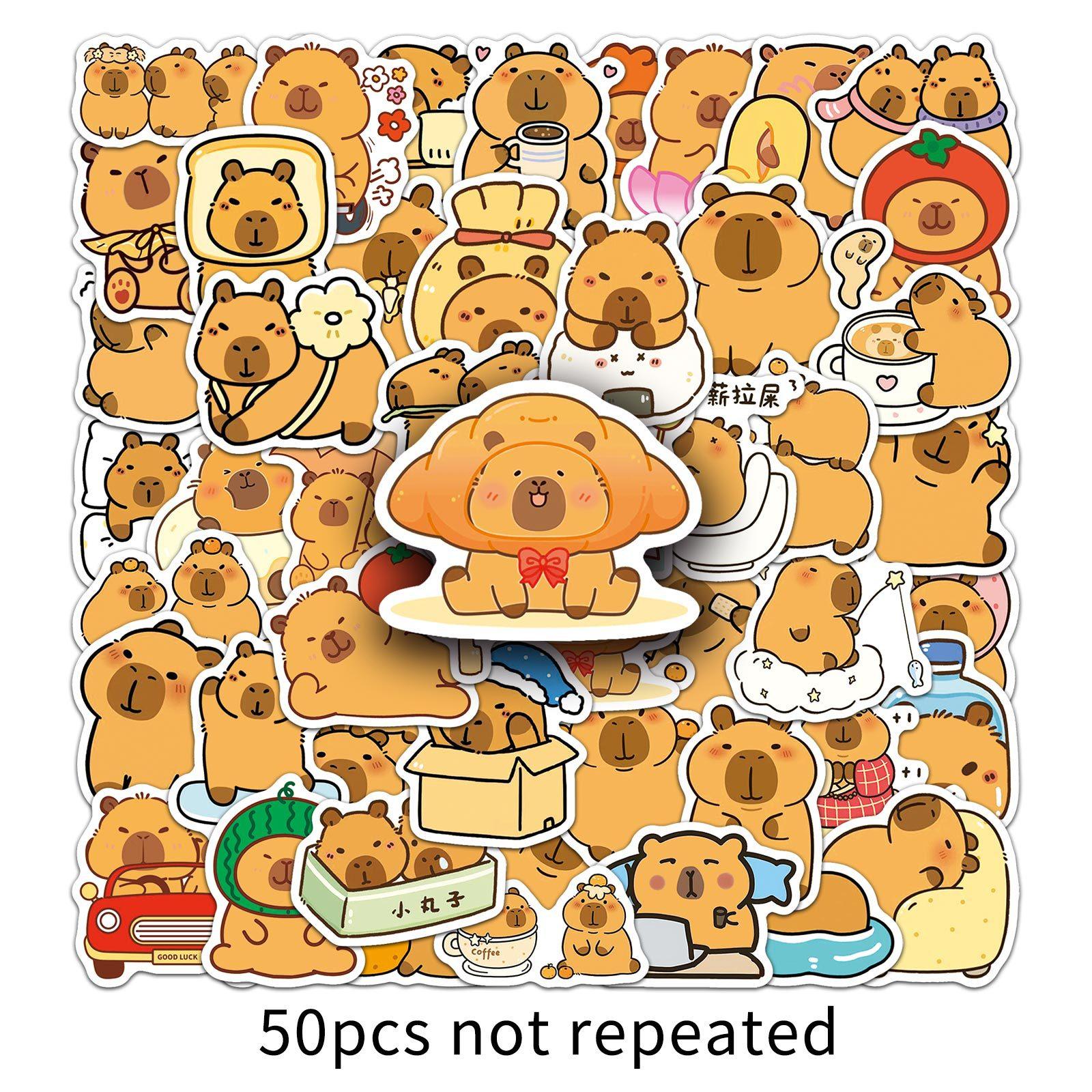 

50 Новых Мультяшных Стикеров Капибара Персонализированные Милые Животные Капибара Декоративные Канцелярские Клейкие Стикеры