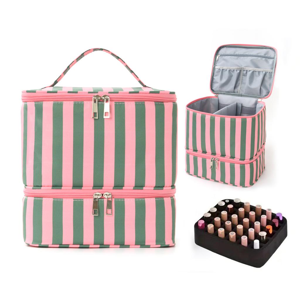 Double-layer Nail Polish Storage Bag Essential Oil Bag Cosmetic Nail Care Set Manicure Tool Storage Box 30 Compartments LIJIAO
