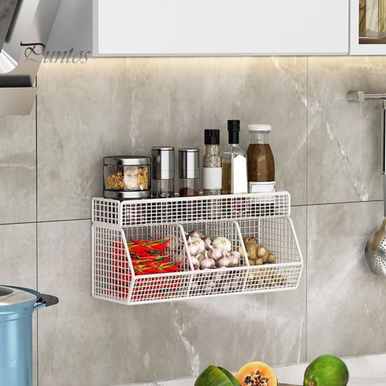 Wire Mesh Storage Basket Large Capacity Strong Load-bearing Easy Installation Wall Mounted Shelf Organizer Basket