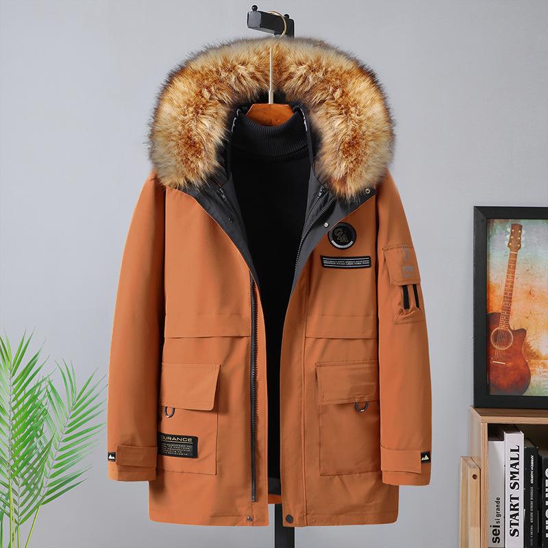 Plus Size Men's Winter Padded Down Jacket Fur Collar Coat Thicken Warm Long Hooded Parkas Jackets Outerwear