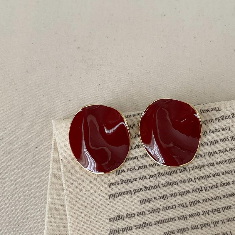 

Серьги-гвоздики Ankola Red Oil Dripping Twisted Disc Metal, женские преувеличенные индивидуальные уникальные универсальные серьги