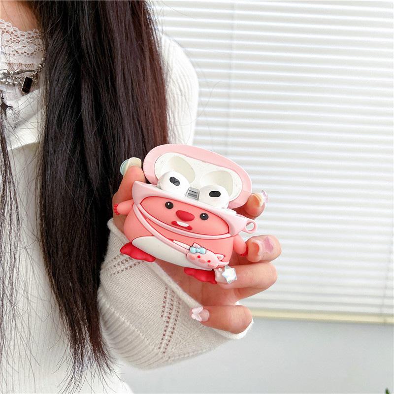 Cute piggy beaver for AirPods 1 generation protective case second generation 1 generation pro1 apple bluetooth headset case female