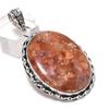 Natural Orange Aventurine 925 Sterling Silver Jewelry Pendant 2.13" N9h55