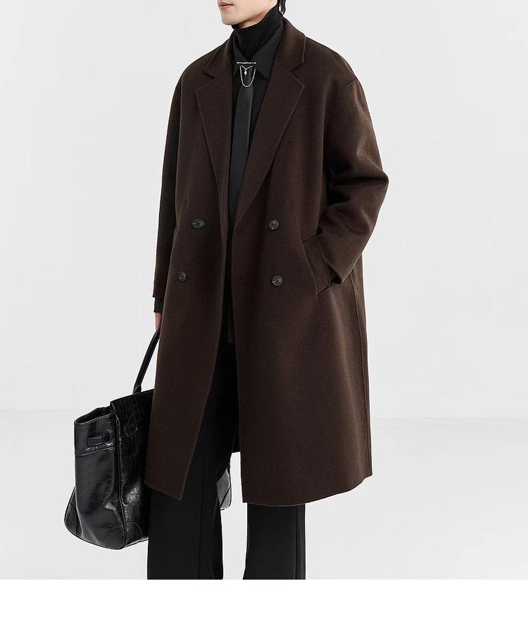 Men's Long Wool/Down Lapel Winter Coat