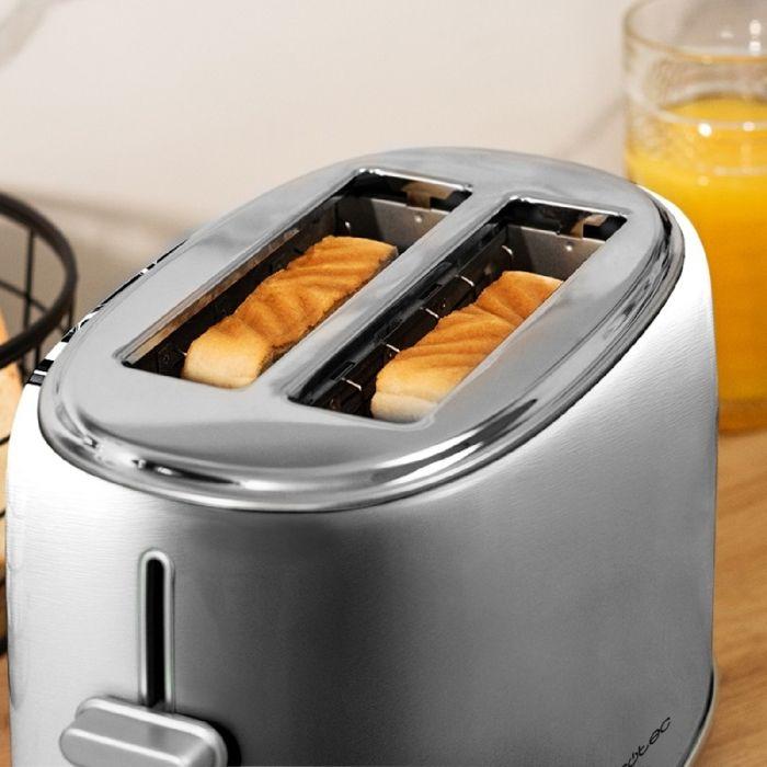 Cecotec Toaster 2 Slices Toast&Taste 1000 Retro Double Inox: 980 W 2 Wide Slots of 38 Cm and Short Steel