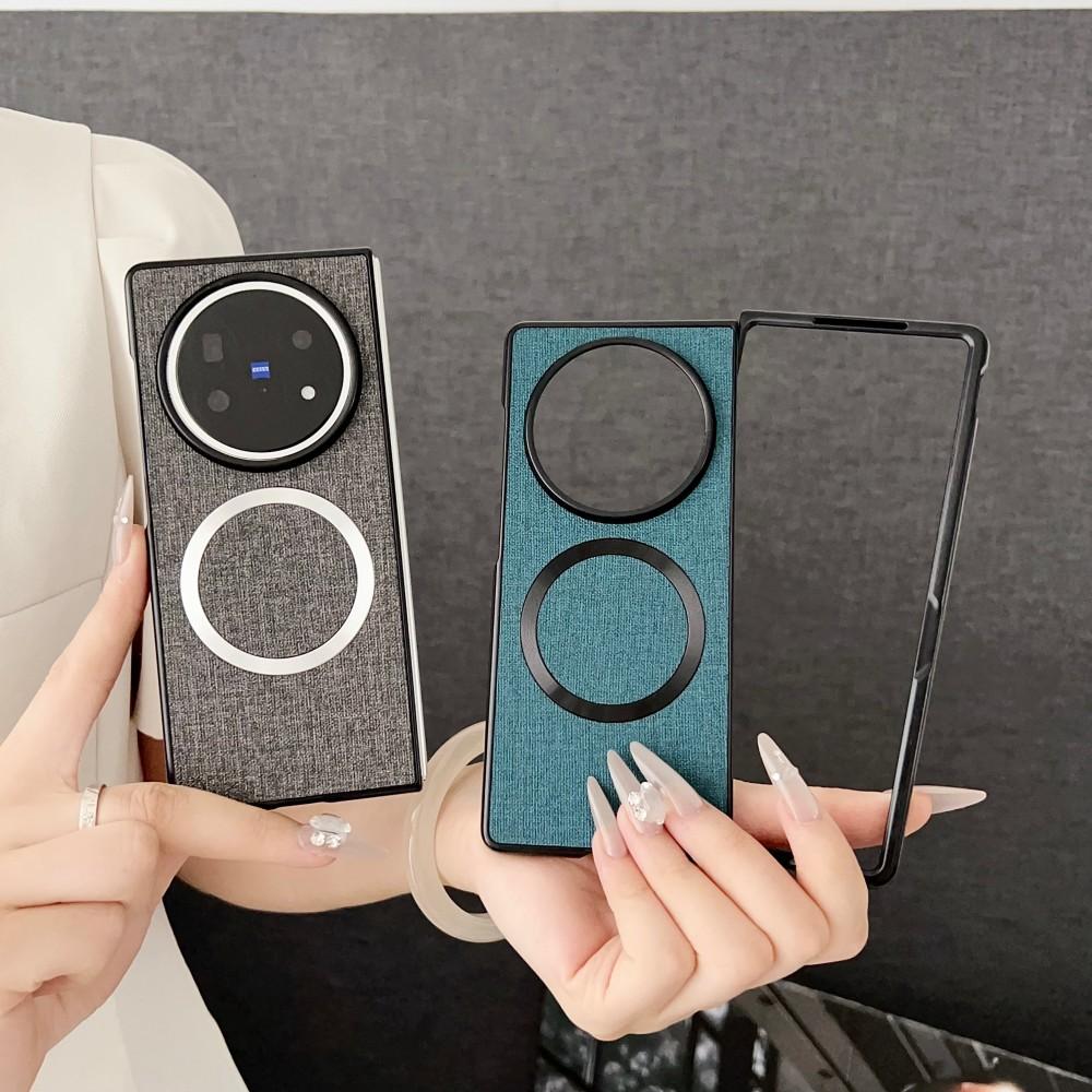 Für VIVO X Fold 5 Hülle Luxus PU-Stoff Magnetisch Kabelloses Laden Schutzhülle Rückseite für VIVO X Fold5 Handyhülle