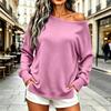 Women's One-Shoulder Casual Sweatshirt Pullover Top for Everyday Wear and Outings