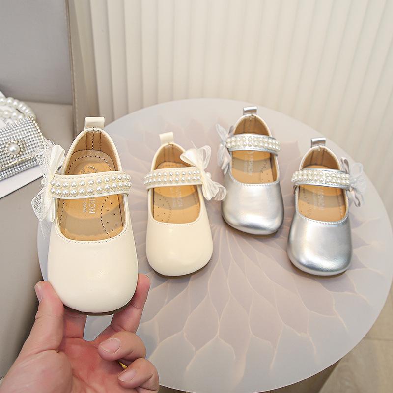 Chaussures Mary Jane en cuir pour filles: Chaussures de princesse à nœud, semelle souple, perles - Printemps/Automne 2026