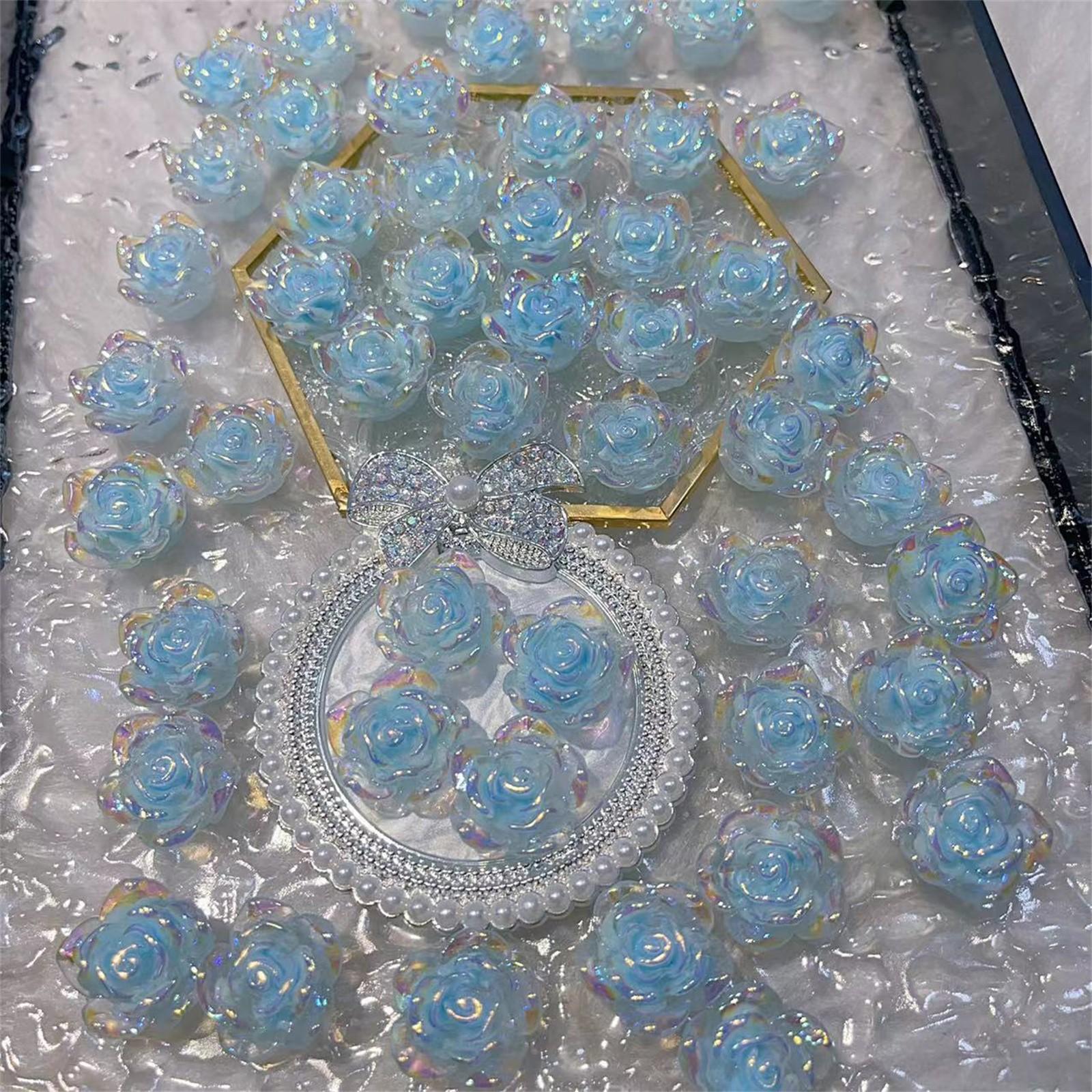 

Светящийся цветок из смолы, хрустальный цветок, свадебное украшение, цветок из смолы со стразами, плоская задняя часть, аксессуары для самостоятельного изготовления ювелирных изделий One Size синий