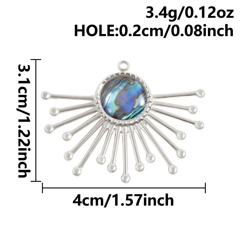 2pcs Sea Accessories Abalone Shell Pendant Love Heart Sun Oval Geometric Stainless Steel Oil Dripping Charms For Jewelry Making