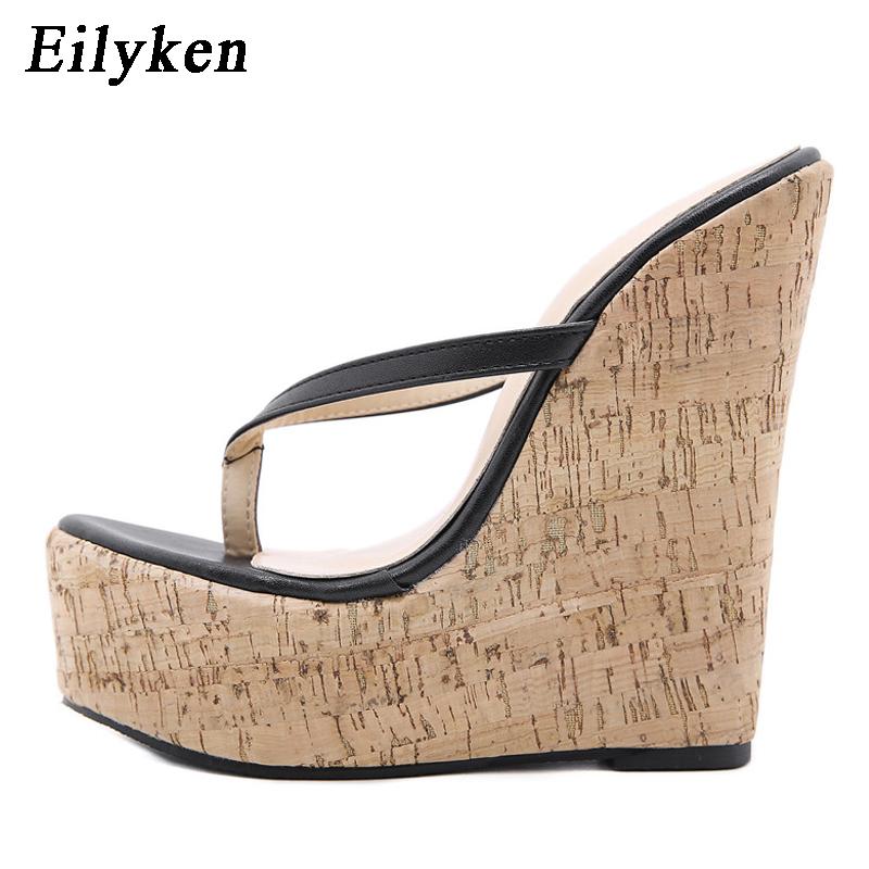 Eilyken Catwalk Style Super Heel Wedge Platform Flip Flops Woman Slippers Fashion Beach Shoes Outdoor Ladies Summer Sandals