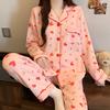 Air cotton pajamas women's autumn and winter long sleeves thickened interlayer warm stars cat student loungewear real shot