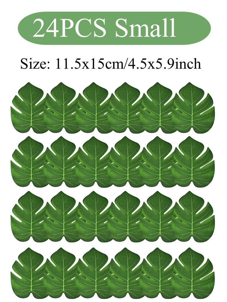 24pcs Artificial Tropical Palm Leaf Jungle Beach Theme Party Flower Accessories Cup Mat Wedding Birthday Party Home Table Decor