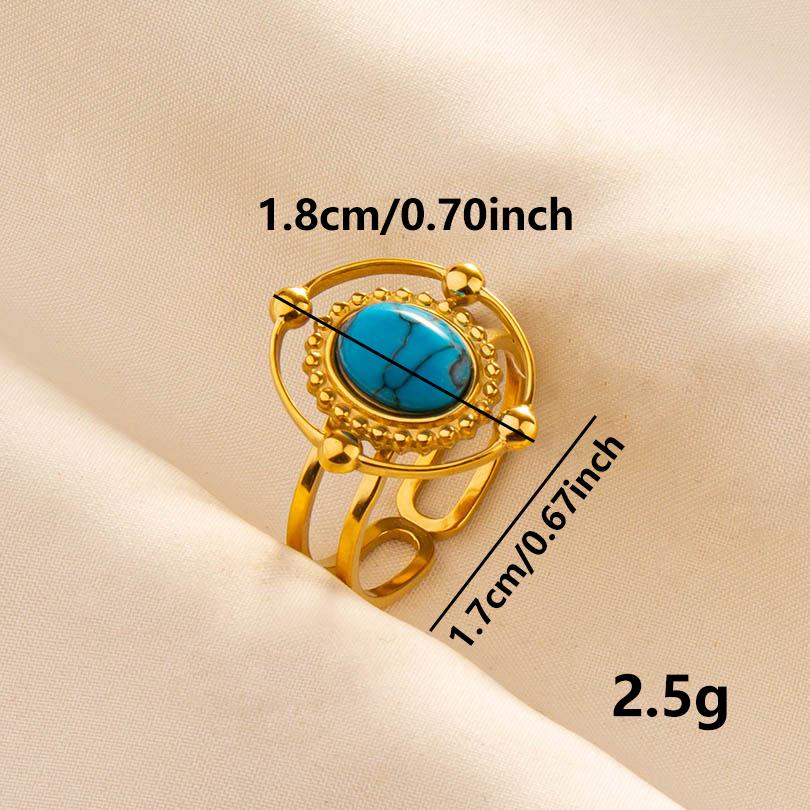Moderne Sternenplanet Doppel-Schicht Oval Geometrisch Edelstahlringe Für Frauen Männer Schmuck Offen Verstellbarer Ring Geburtstag Anillos