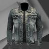 Heren Denim Jas Vintage Verweerd Amerikaanse Stijl Slim Fit Motorjas Werkkleding Casual Jas Lente Herfst