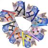 High Quality Eco-Friendly Nylon Plaid Cat Leash Set and Chest Harness with Fur Decoration Buckle Closure for Outdoor Walking