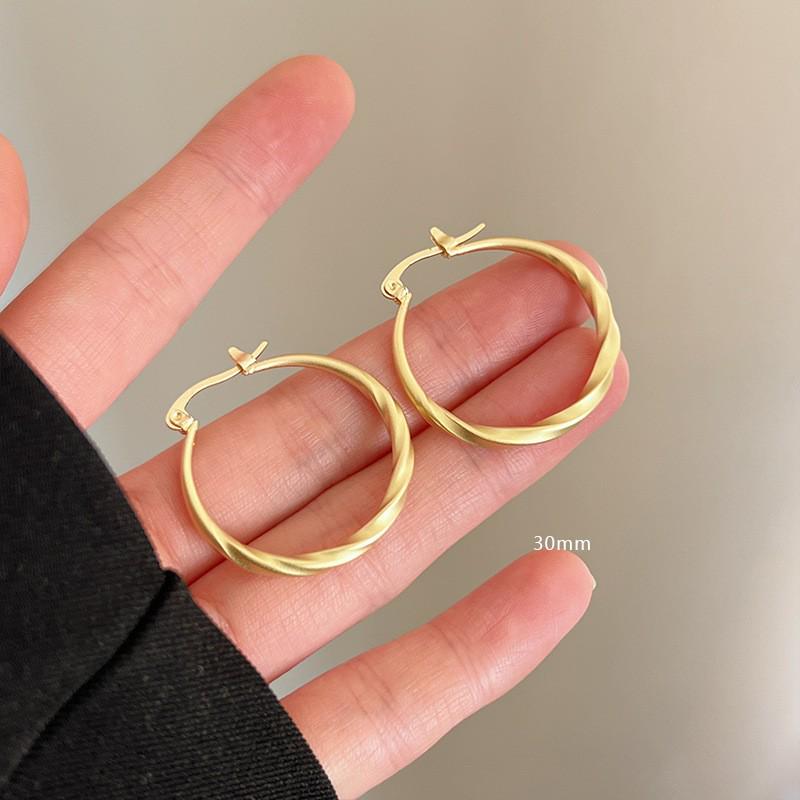 Women's Luxury Textured Metal Hoop Earrings - Versatile Niche Design