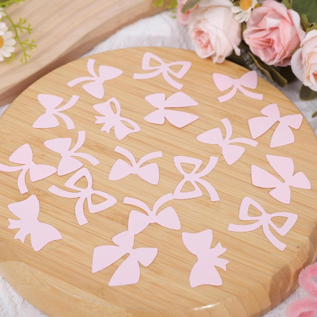 Coquette Girly First Birthday Party Decorations - Pink Bow Confetti, Baby Shower Decor, She's Tying The Knot, 1st Birthday Cake Smash