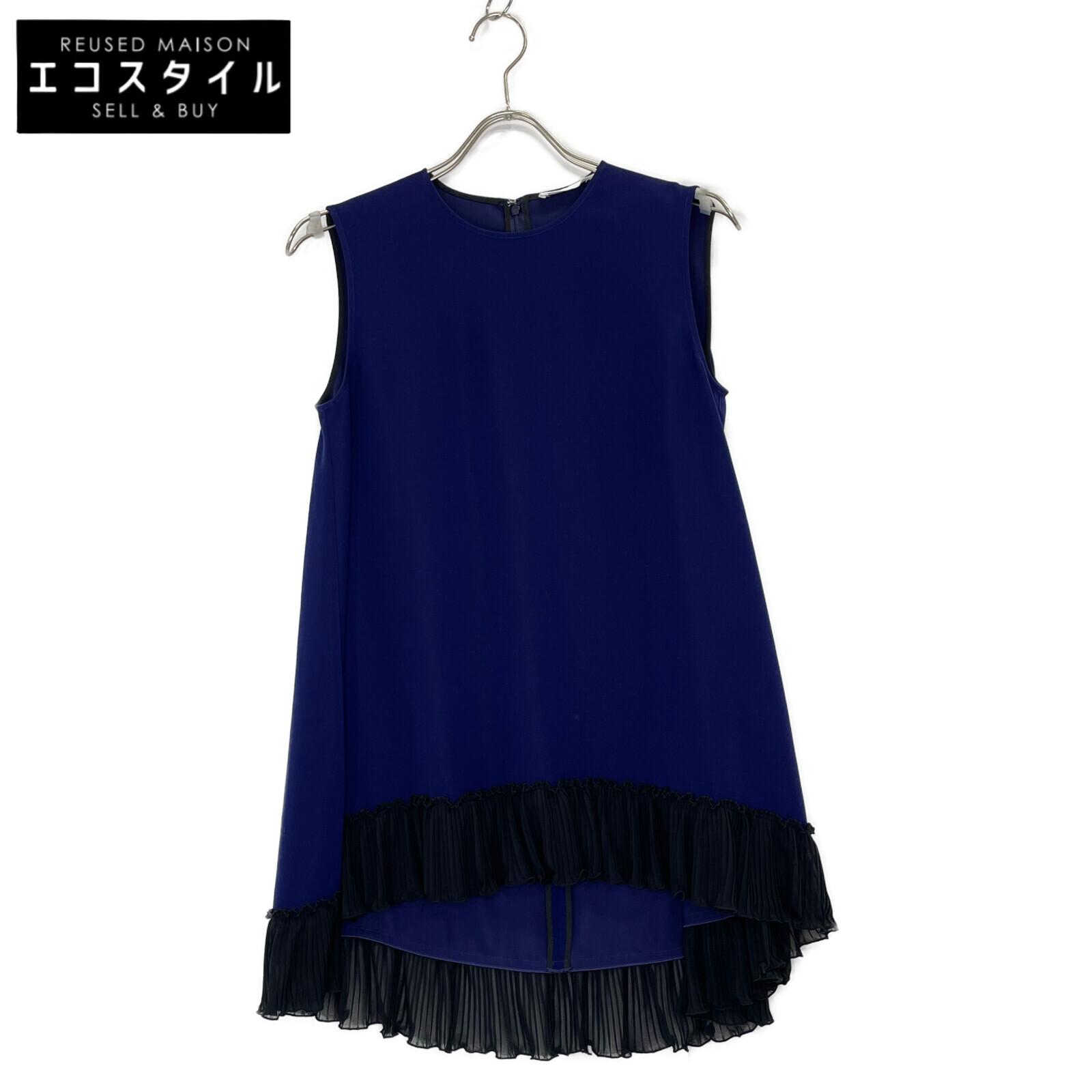 

ADEAM Excellent condition 42388 chiffon pleated sleeveless tunic dress S Navy x blackUsed