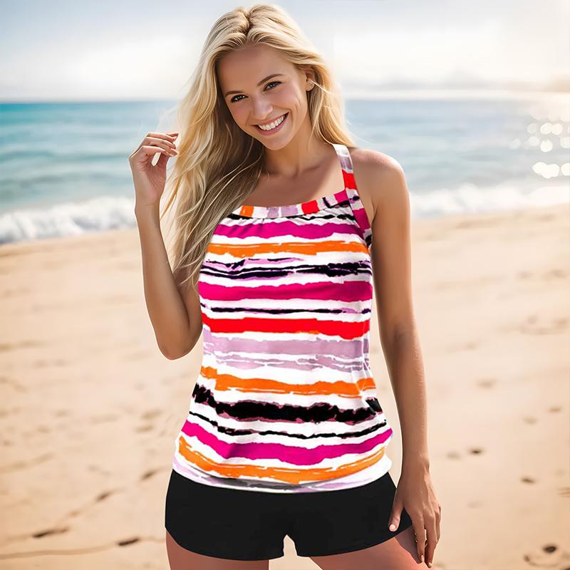 

Женский купальник с бретелями синий с градиентным принтом, бикини, купальник-танкини 6XL ярко-розовый