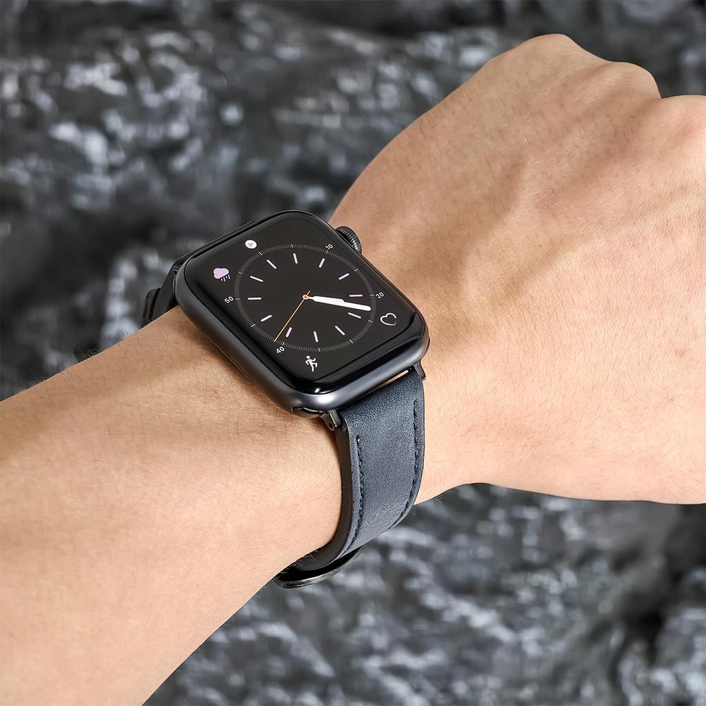 Leather Strap for Apple Watch Band Ultra 2 49mm 44mm 45mm 42mm 41mm 40mm Replacement Bracelet for Iwatch Series 9 8 7 6 5 4 3 2